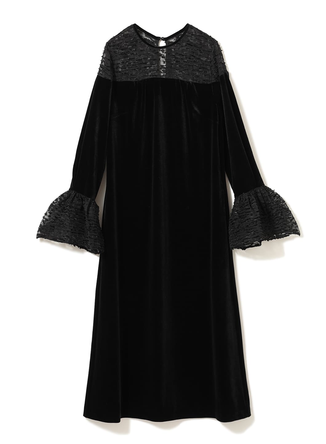 COEL Online Storeシアー切替ベロアワンピース(36 ブラック): DRESSES