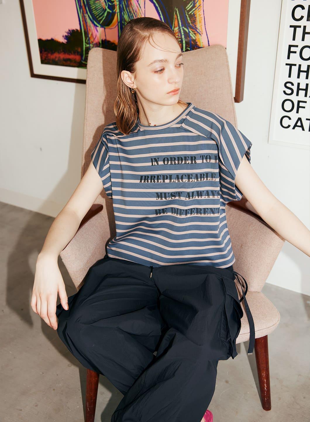 ボーダーメッセージTシャツ