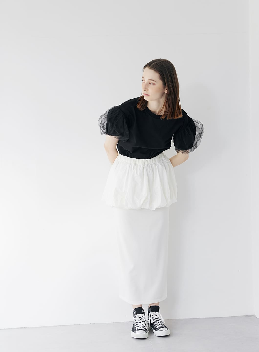 COEL Online Storeバルーンペプラムタイトスカート(36 ホワイト): BOTTOMS