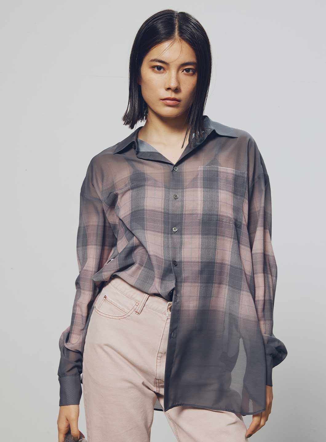 【8/7発売】グラデーションチェックシアーシャツ