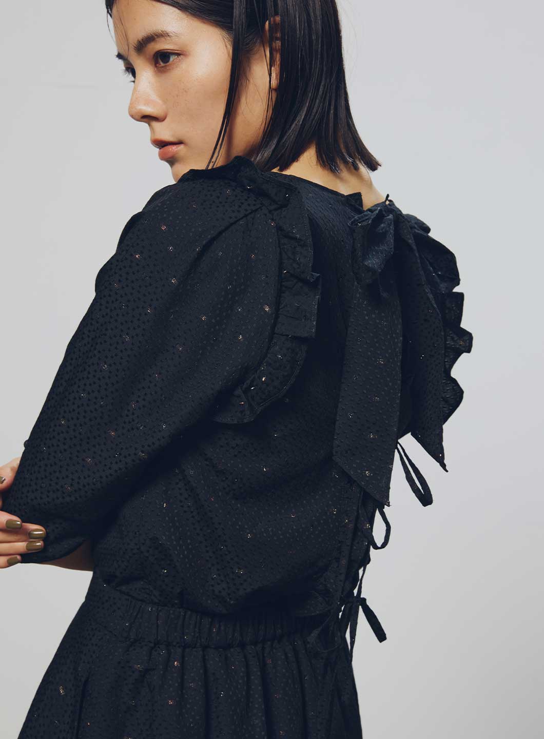 【8/7発売】バックリボンジャガードブラウス