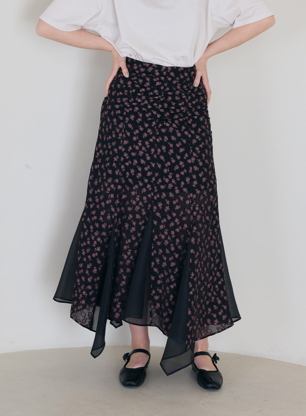 【7/31発売】小花柄ジャガードイレヘムスカート
