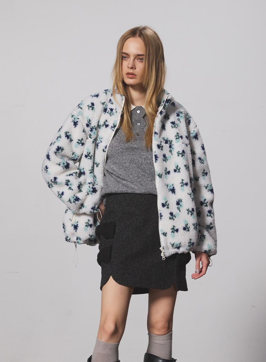 【11/6発売】フラワーボアジップブルゾン