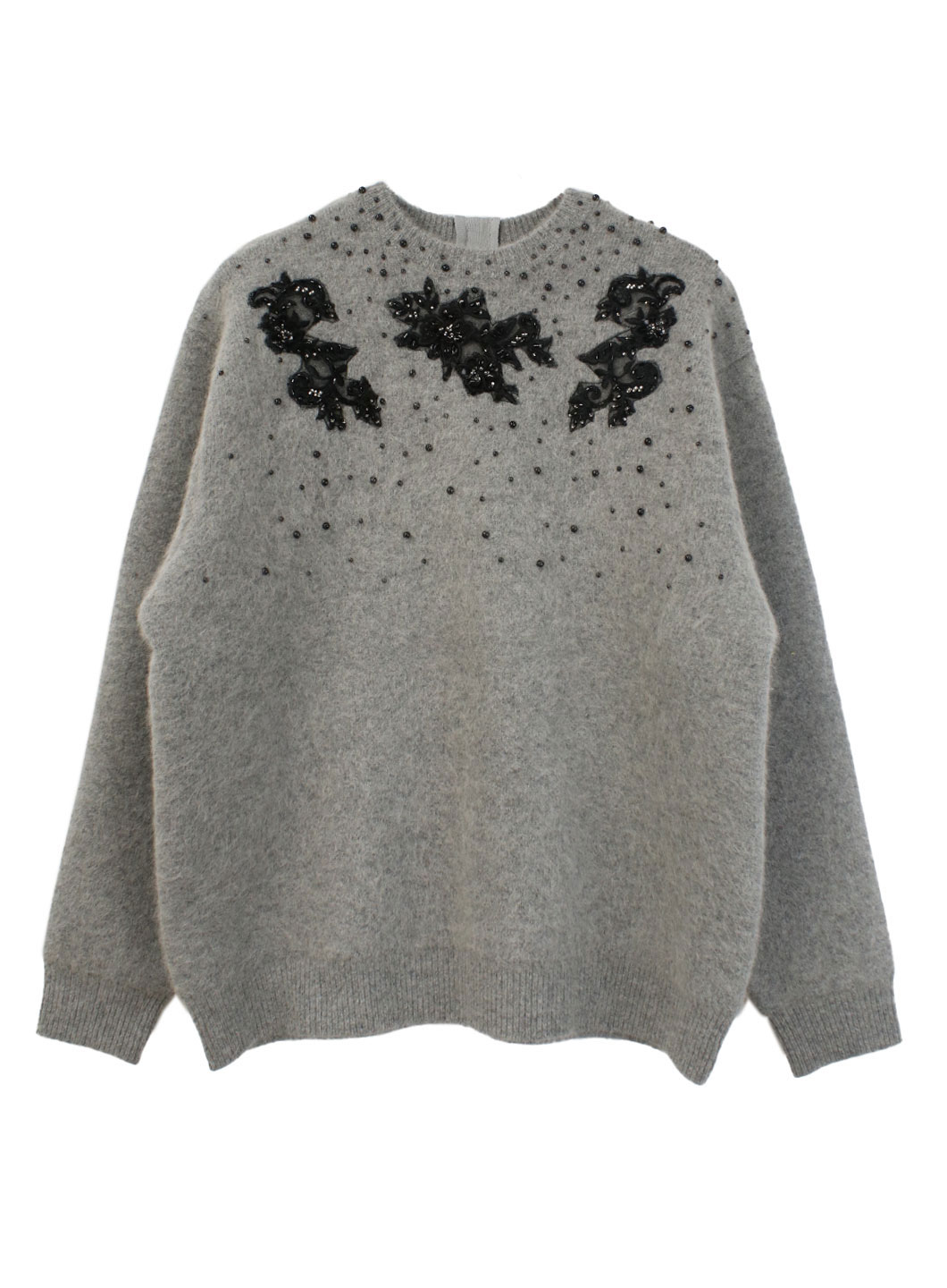 フォックス混ビジュー刺繍ニット