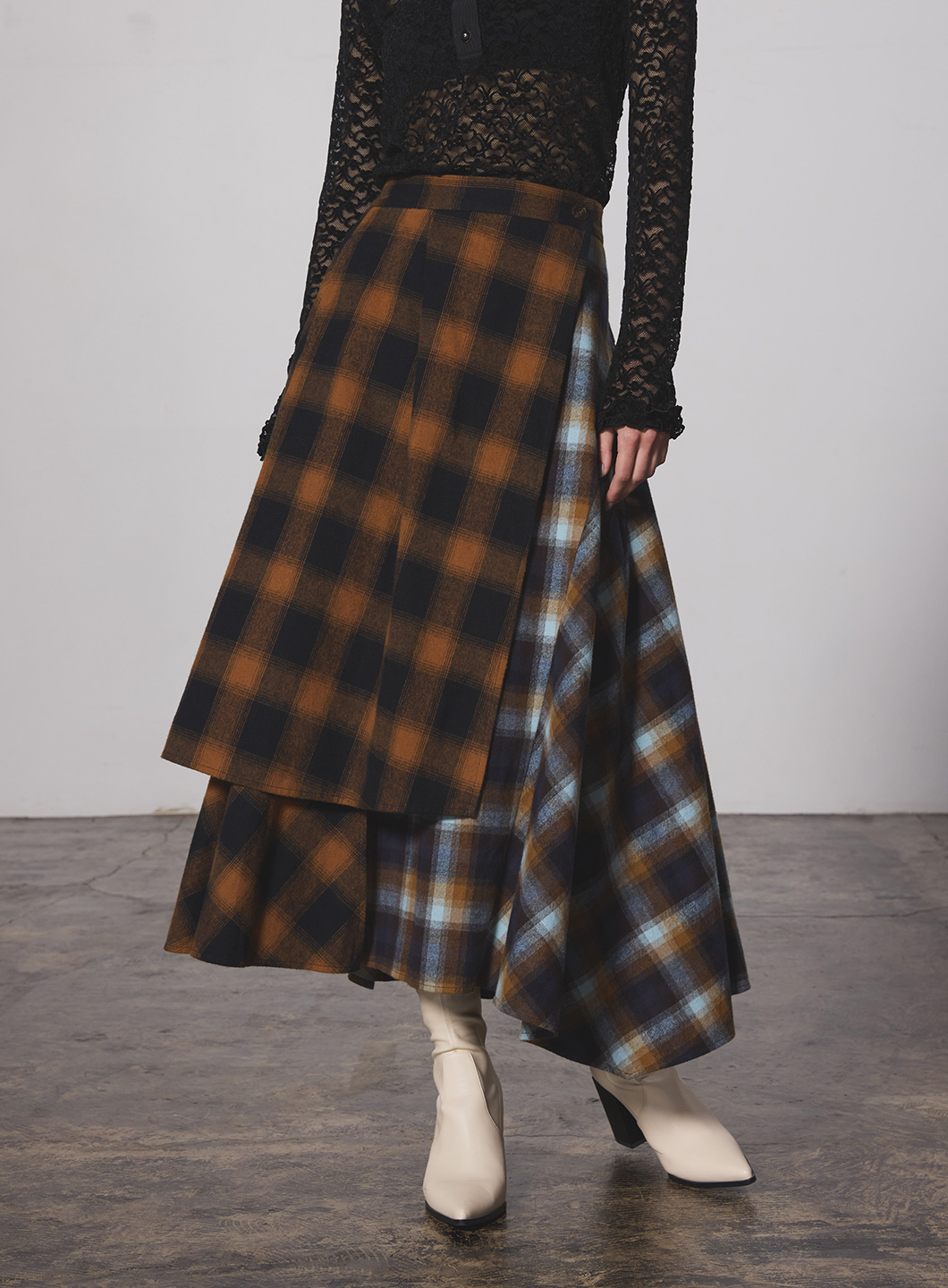 パネルチェックラップスカート