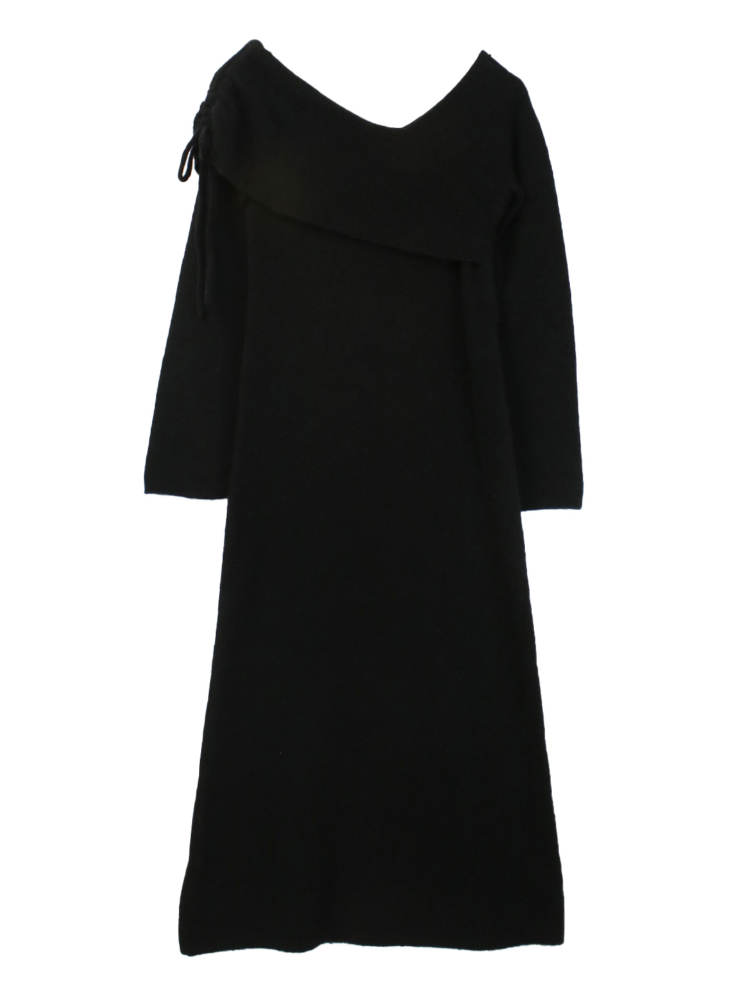 アシメショルダーラメニットワンピース