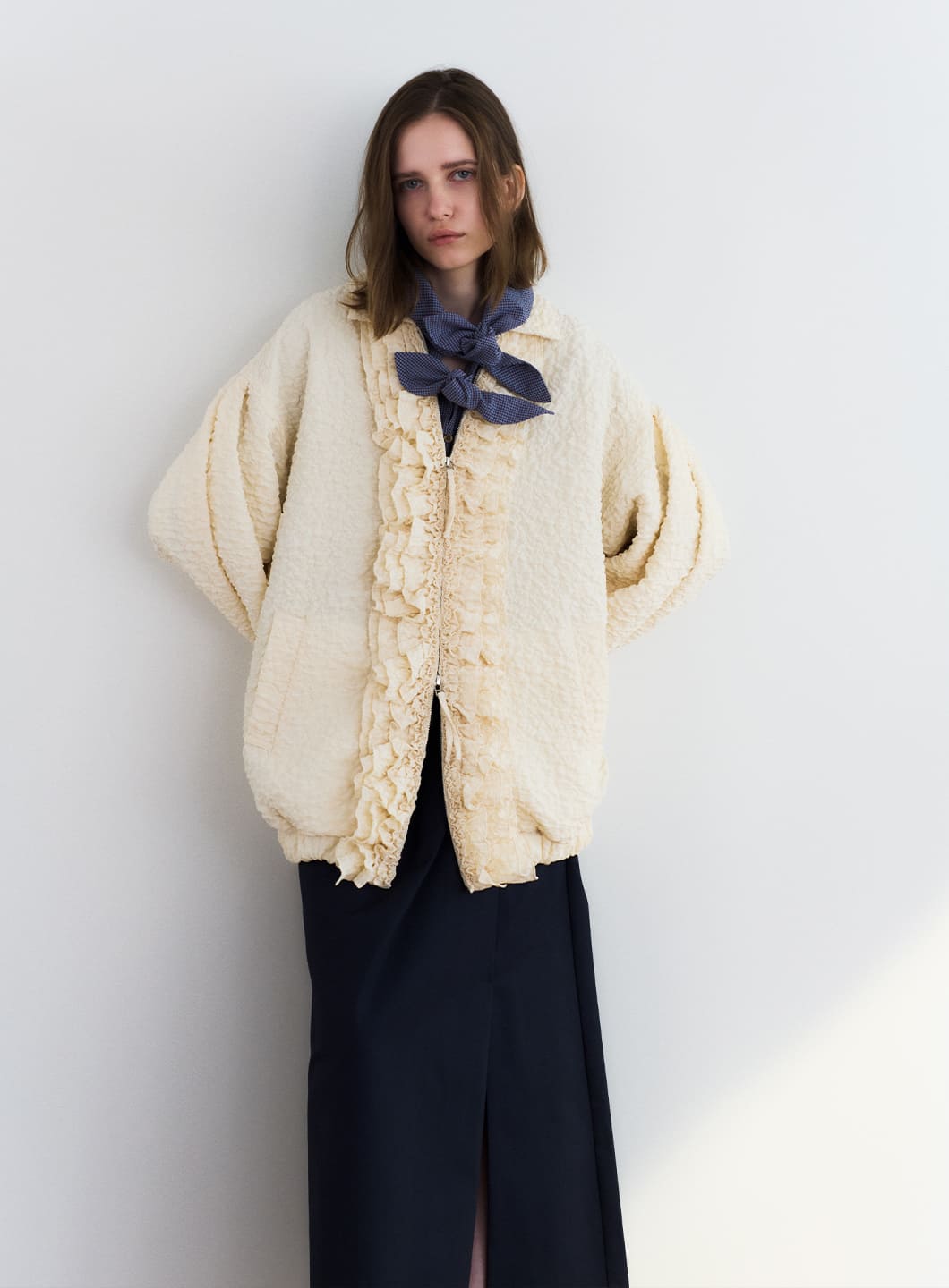 【先行受注】ジャガードフリルブルゾン