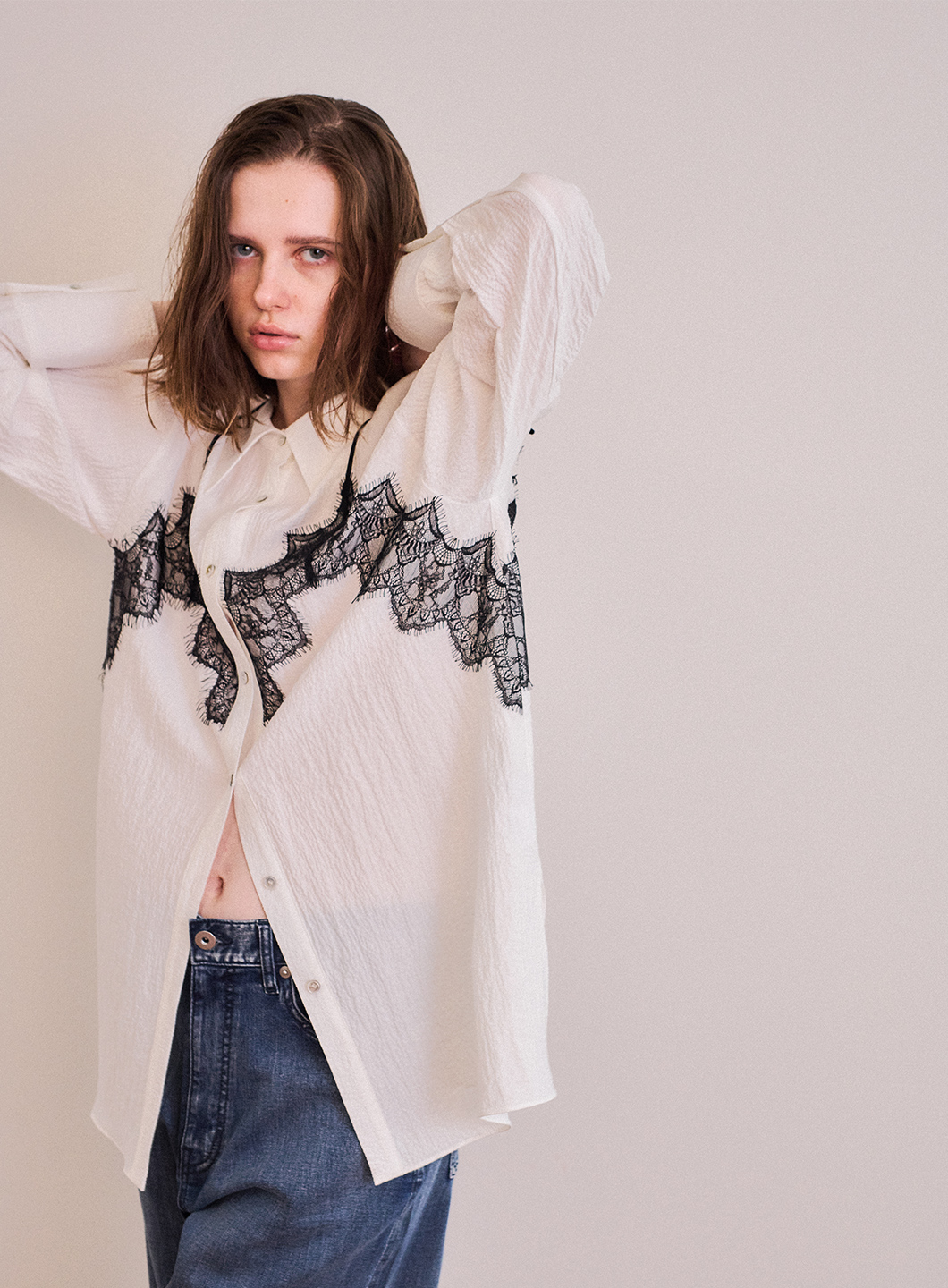 【3/12発売】レース切替えシャツ