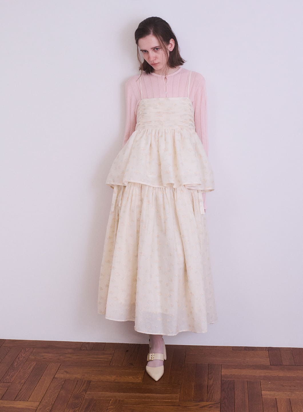 【4/2発売】小花柄ジャガードキャミソール