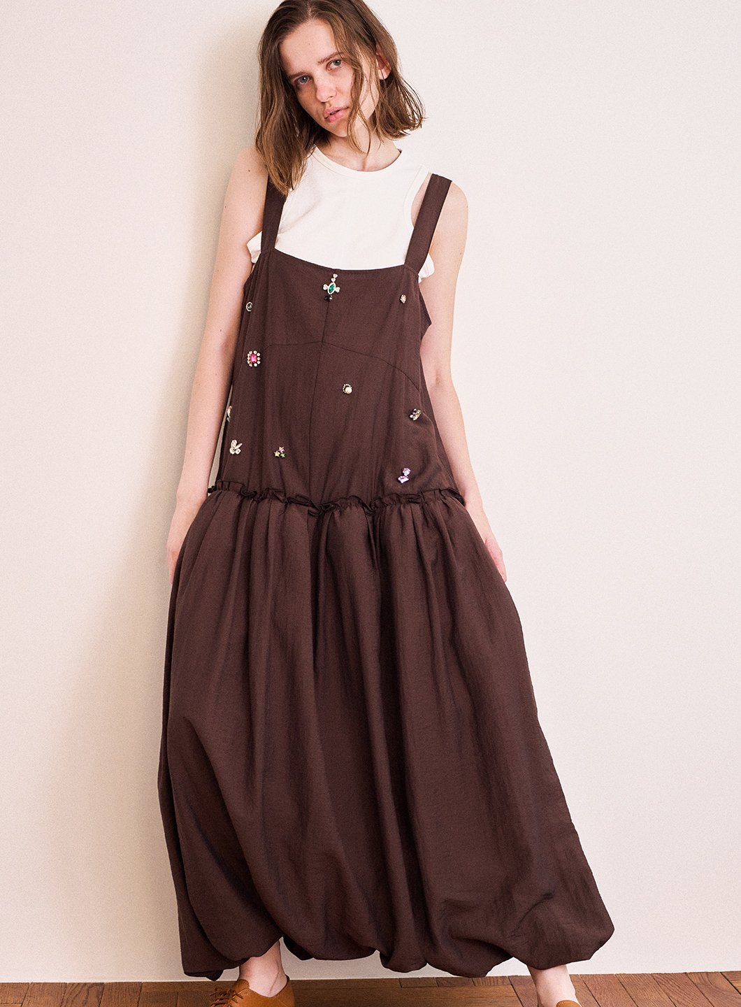 【4/2発売】ビジュー付きキャミワンピース