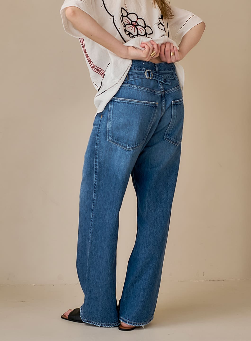 【3/26発売】COEL×upper hights  バックベルトワイドデニムパンツ